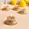 Set of 4 Peacock Designer Tealight Candle Holders for Side or Center Table Dining Room Christmas Lighting Home Decoration