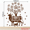Kamdhenu Cow and Calf - Holy Cow - Hindu Religion - Sacred - God - Creative - Colorful Wall Sticker' -SM823 (Multi Colour, Vinyl - 100cm X 100 cm)