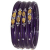 Zircon Gemstone and Beads Studded Glossy Finished Glass Kada Set Pack of 4 - Purple