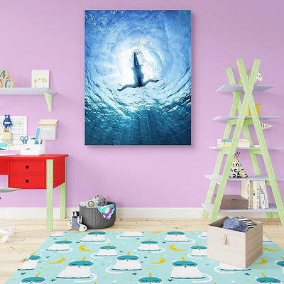 Canvas Print Woman Diving in a Sea | Unframed Premium Painting for Bedroom & Living Room | 12 x 15.2 inch (30 x 39 cms)