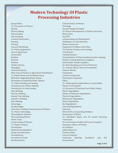 Modern Technology of Plastic Processing industries [Paperback]