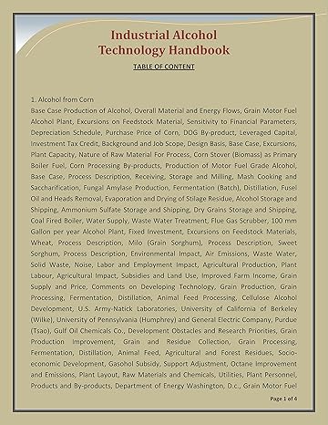 INDUSTRIAL ALCOHOL TECHNOLOGY HANDBOOK [Paperback]