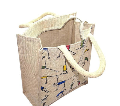 Jute Bag Tote eco Friendly Bag for shopping/tiffin/picnic/grocery/gym hand bag with zip and handle