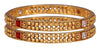 Traditional Gold Plated white & Red Stone Studded Set of 2 Bangle