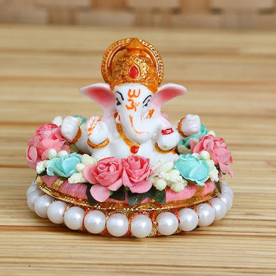Handcrafted metal Ganesha idol, 300 grams, measuring 12.7x9x7.5 cm, perfect for home altar or car décor, symbolizing wisdom, prosperity, and divine blessings."