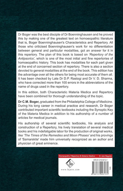 Boger Boenninghausen's Characteristics & Repertory by BOGER M. [Hardcover]