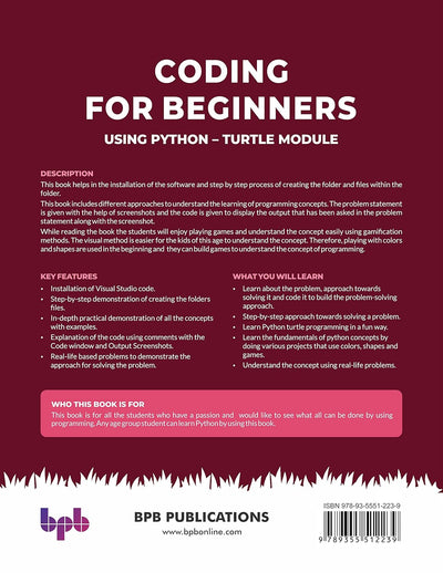 Coding for Beginners - 5: Using Python – Turtle Module (English Edition) by Sangita Chadha [Paperback]