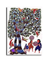 Canvas Print Gond Art , Busy Day, Traditional Art Painting, Classic Art, Indian Art, for Living Room, Wall Decoration, Unframed Painting, Fabric |Size- 12X9 inches.