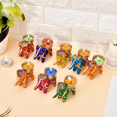 Handcrafted Tealight Candle Holder for Home, Diwali Decoration - Pack of 8