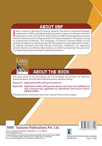 IIBF's Inclusive Banking Thro’ Business Correspondents [Paperback]