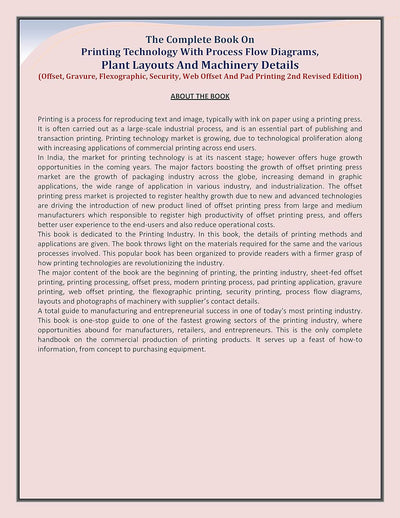 The Complete Book on Printing Technology with Process Flow Diagrams, Plant Layouts and Machinery Details by NIIR Board of Consultants & Engineers [Paperback]