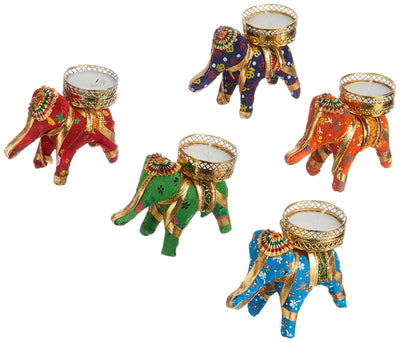 Handcrafted Recycled Material Elephant Tealight Candle Holder for Diya Home Decoration