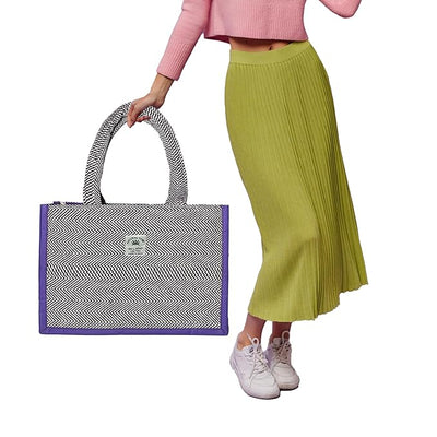 Fashmade Jute Carry Handbag For Men Women | Multi-Purpose Daily Use Tote Regular Eco-Friendly Shopping - Purple