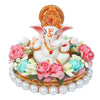 Handcrafted metal Ganesha idol, 300 grams, measuring 12.7x9x7.5 cm, perfect for home altar or car décor, symbolizing wisdom, prosperity, and divine blessings."