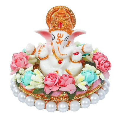 Handcrafted metal Ganesha idol, 300 grams, measuring 12.7x9x7.5 cm, perfect for home altar or car décor, symbolizing wisdom, prosperity, and divine blessings."