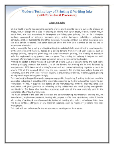 Modern Technology of Printing & Writing Inks by NIIR Board [Paperback]