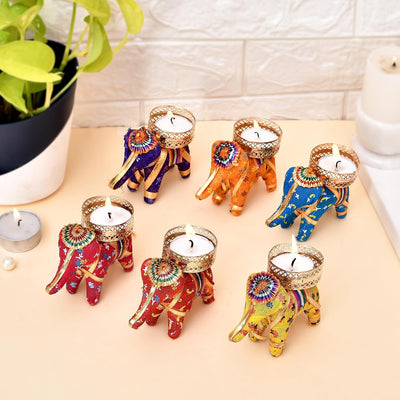 Handcrafted Tealight Candle Holder for Home, Diwali Decoration - Pack of 6