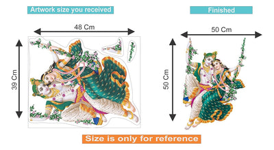 Jhule Wale Radhe Krishna PVC Vinly Wall Stickers (Multicolor, 50 cm x 50 cm)