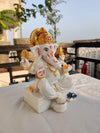 Marble Dust Ganesh Idol for Home Decor White 7 inch