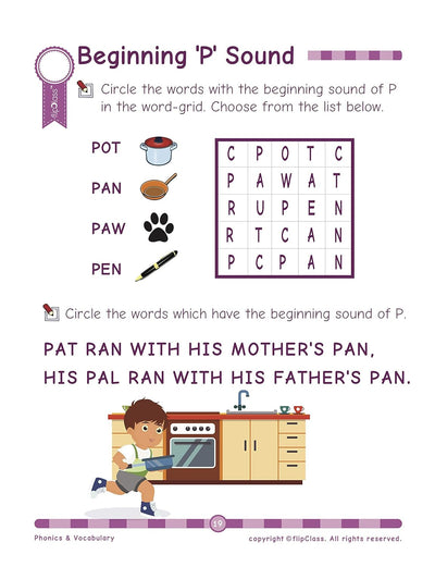Phonics & Vocabulary: Pre Kindergarten Workbook [Paperback]