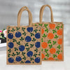 Reusable Jute Grocery Shopping Bag With Handle & Zipper For Lunch Handbag, Vegetable Bag