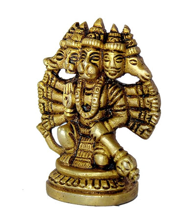 Hindu Gods : Hanuman Ji Brass Panchmukhi Idol