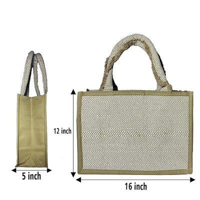 Fashmade Jute Carry Handbag For Men Women Multi-Purpose Daily Use Tote Regular Eco-Friendly Shopping