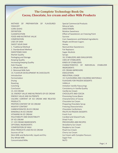 The Complete Technology Book of Cocoa, Chocolate, Ice cream and other Milk Products [Paperback]