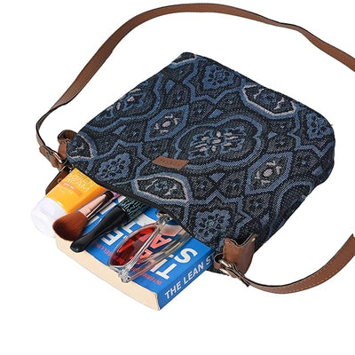 Women's Premium Cotton/Full Sling Shoulder Bag - BLUE