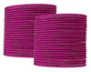 Metal with Cutting Design and Glitter Bangles Set For Women and Girls - Magenta