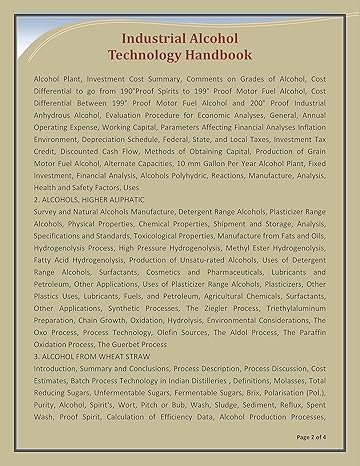 INDUSTRIAL ALCOHOL TECHNOLOGY HANDBOOK [Paperback]
