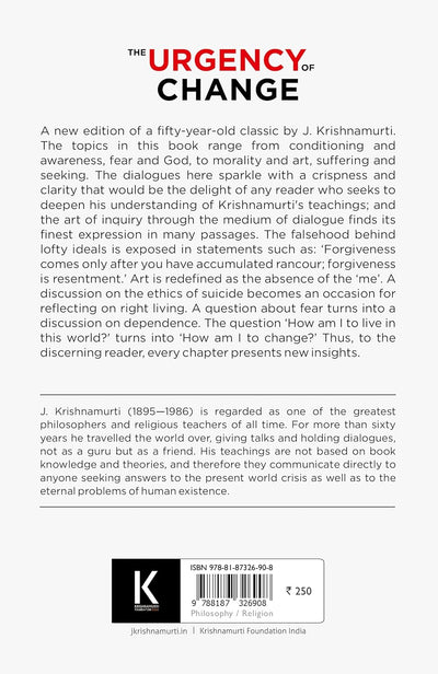 The Urgency of Change by J KRISHNAMURTI [Paperback]