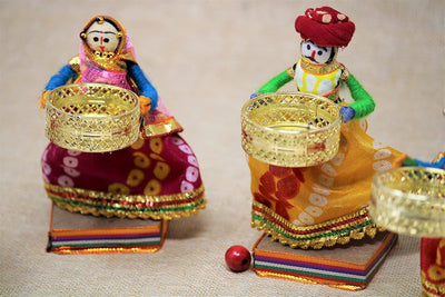 Handmade Recycled Material Rajasthani Dolls Puppet Tealight Candle Holder