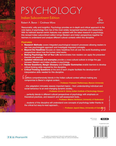 Psychology 5th Edition by Baron/Misra [Paperback]