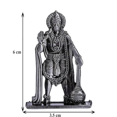 Hindu Gods : Hanuman Ji Idol Statue for Car & Home Temple - Exquisite Statue of Bajrang Bali with Gada (Grey)