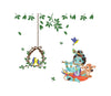 Lord Krishna Playing Murli with Birds PVC Vinly Wall Stickers (Multicolor, 63 cm x 92 cm), Self-Adhesive