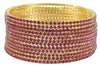 Non-Precious Metal with Base Metal and Zircon Gemstone Studded Premium and Traditional Glossy Finished Sleek Bangle - Pink