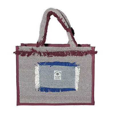 Fashmade Jute Carry Handbag For Men Women | Multi-Purpose Daily Use Tote Regular Eco-Friendly Shopping - Maroon
