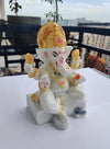 Marble Dust Ganesh Idol for Home Decor White 7 inch
