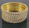 Non-Precious Metal with Base Metal and Zircon Gemstone Studded Premium and Traditional Glossy Finished Sleek Bangle - Golden-Silver