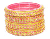 Glass Diamond Cutting Stone Design Bangles for Women & Girls - Pink