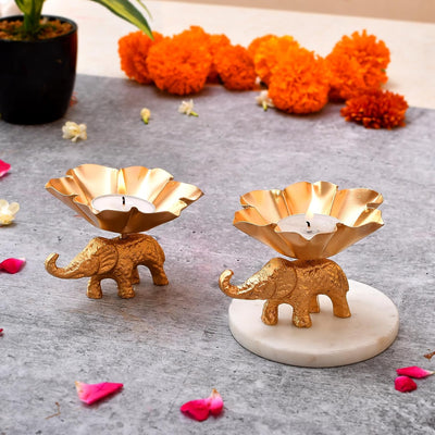 Elegant Metal Tea Light Candle Holder Set of 2 for Home Decor