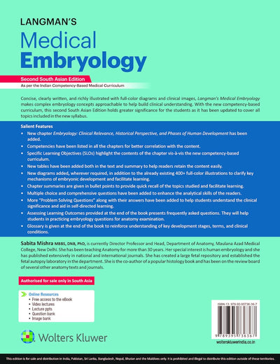 Langman’s Medical Embryology by Sabita Mishra [Paperback]