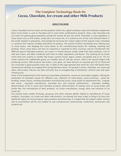The Complete Technology Book of Cocoa, Chocolate, Ice cream and other Milk Products [Paperback]