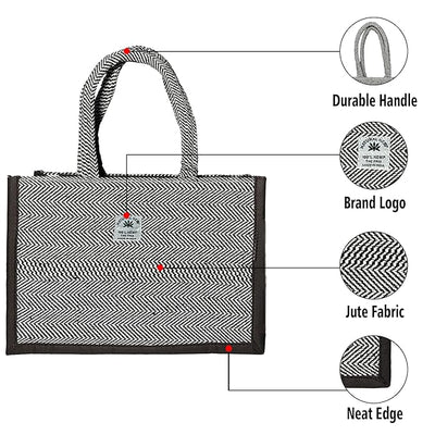 Fashmade Jute Carry Handbag For Men Women | Multi-Purpose Daily Use Tote Regular Eco-Friendly Shopping - Brown