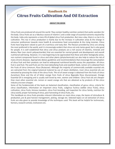 Handbook on Citrus Fruits Cultivation and Oil Extraction by NPCS Board of Consultants & Engineers [Paperback]