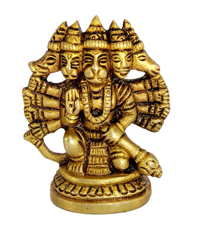 Hindu Gods : Hanuman Ji Brass Panchmukhi Idol