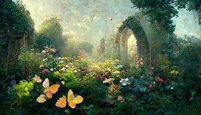 Canvas Print Blossom Green Garden Artwork Unframedfor Wall Decoration(8" x12inch)