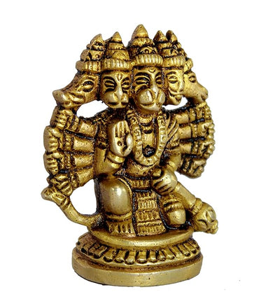 Hindu Gods : Hanuman Ji Brass Panchmukhi Idol
