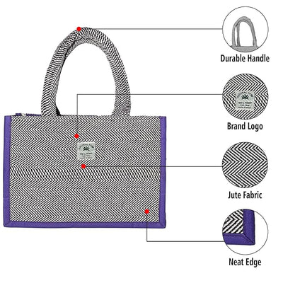 Fashmade Jute Carry Handbag For Men Women | Multi-Purpose Daily Use Tote Regular Eco-Friendly Shopping - Purple